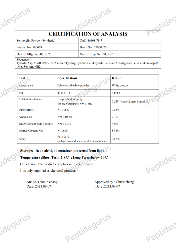 800039 COA 23060026 - 86168-78-7_00 Sermorelin vs. Sermorelin Forte : 상세한 비교
